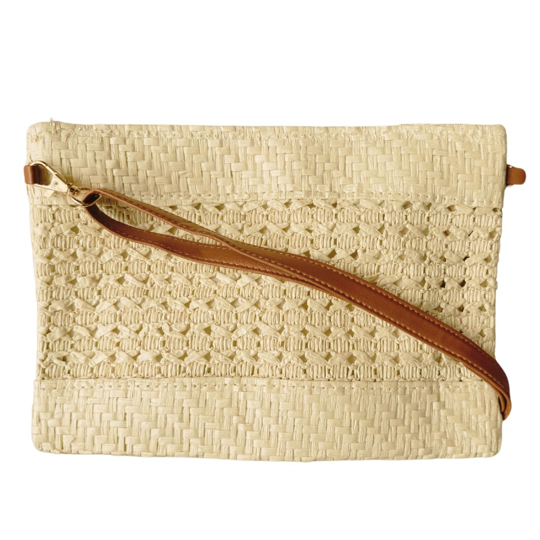 2in1 Straw Effect Clutch & Crossbody Bag - Image 6