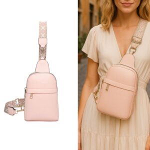 Chest Crossbody Sling Bag Faux Leather Patterned Strap