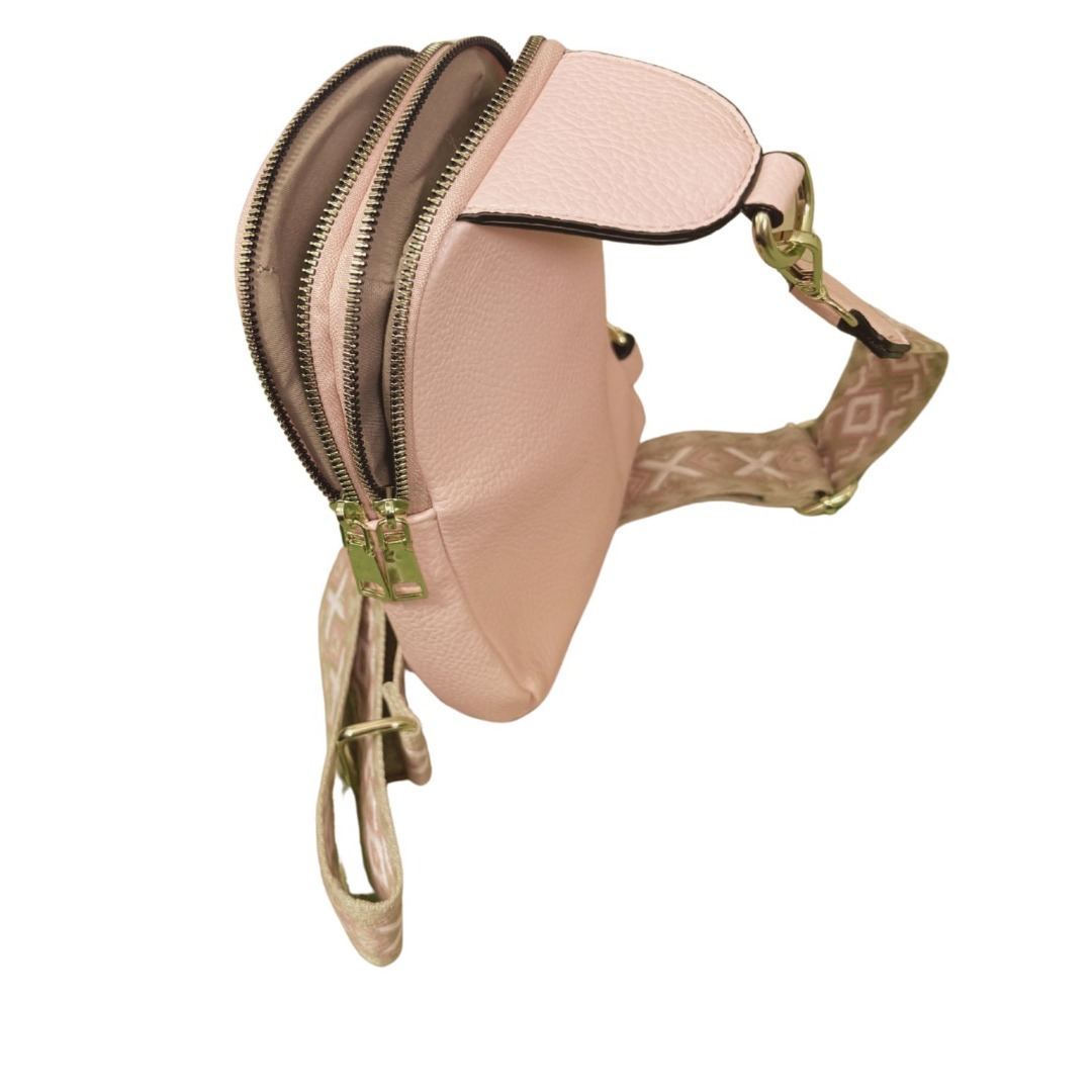 Chest Crossbody Sling Bag Faux Leather Patterned Strap - Image 5