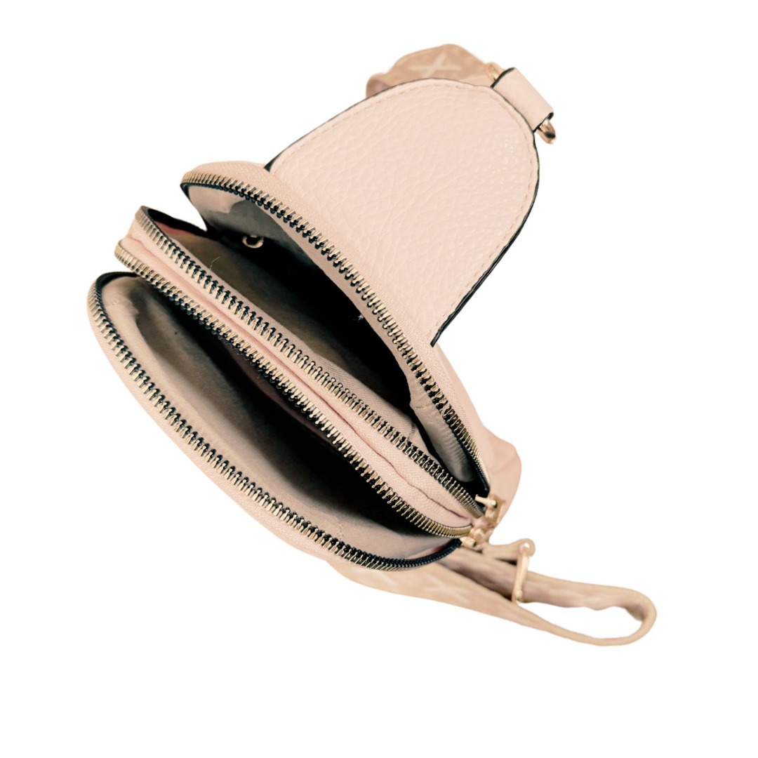 Chest Crossbody Sling Bag Faux Leather Patterned Strap - Image 7