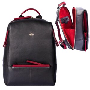 Mason Bee Backpack  Black/Red  Genuine Leather