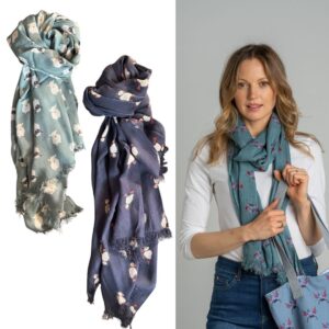 Animal Printed Scarf  Highland Cow, Sheep, or Puffin