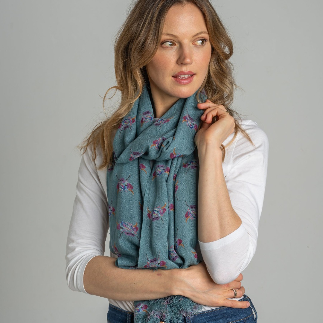 Animal Printed Scarf Highland Cow, Sheep, or Puffin - Image 3