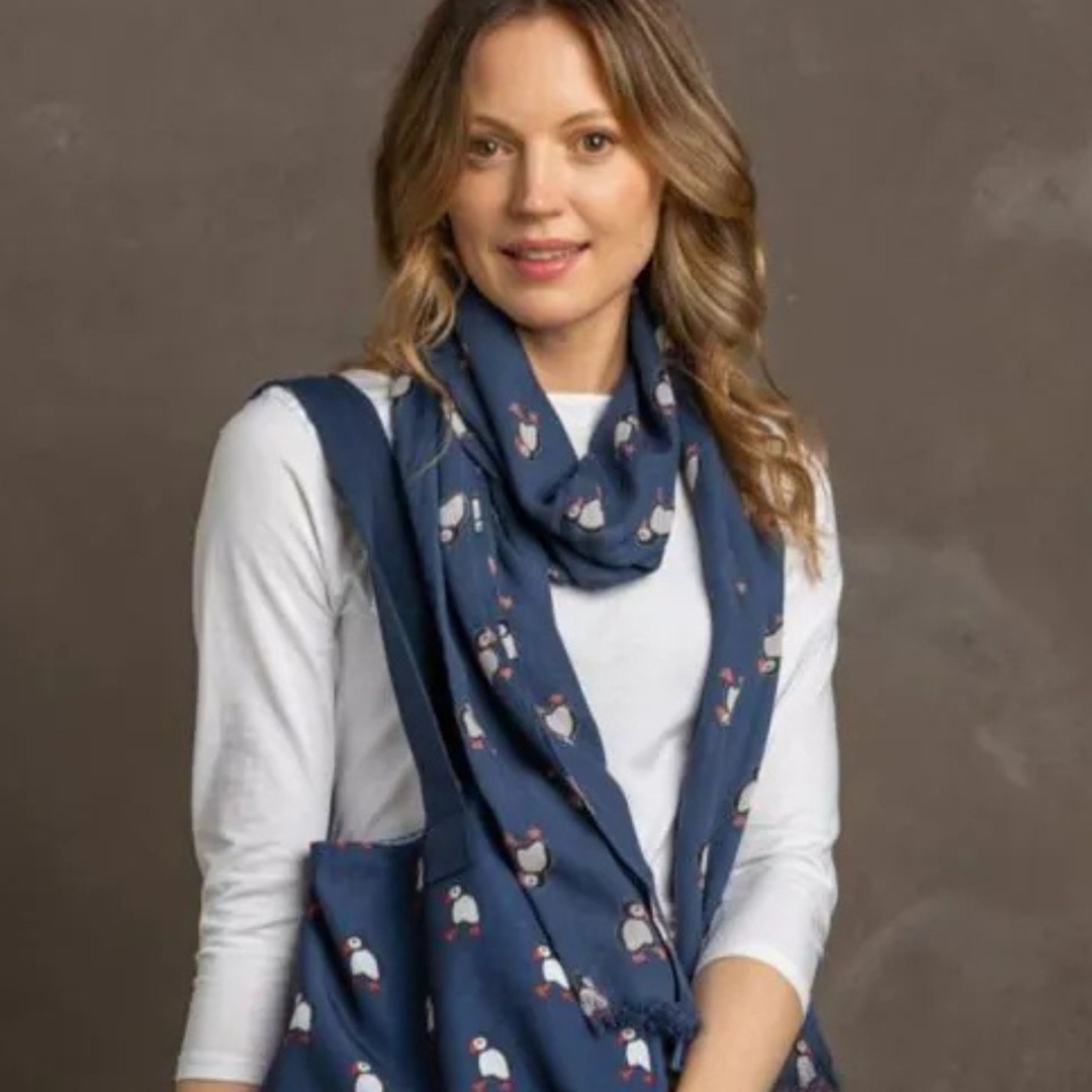 Animal Printed Scarf Highland Cow, Sheep, or Puffin - Image 2