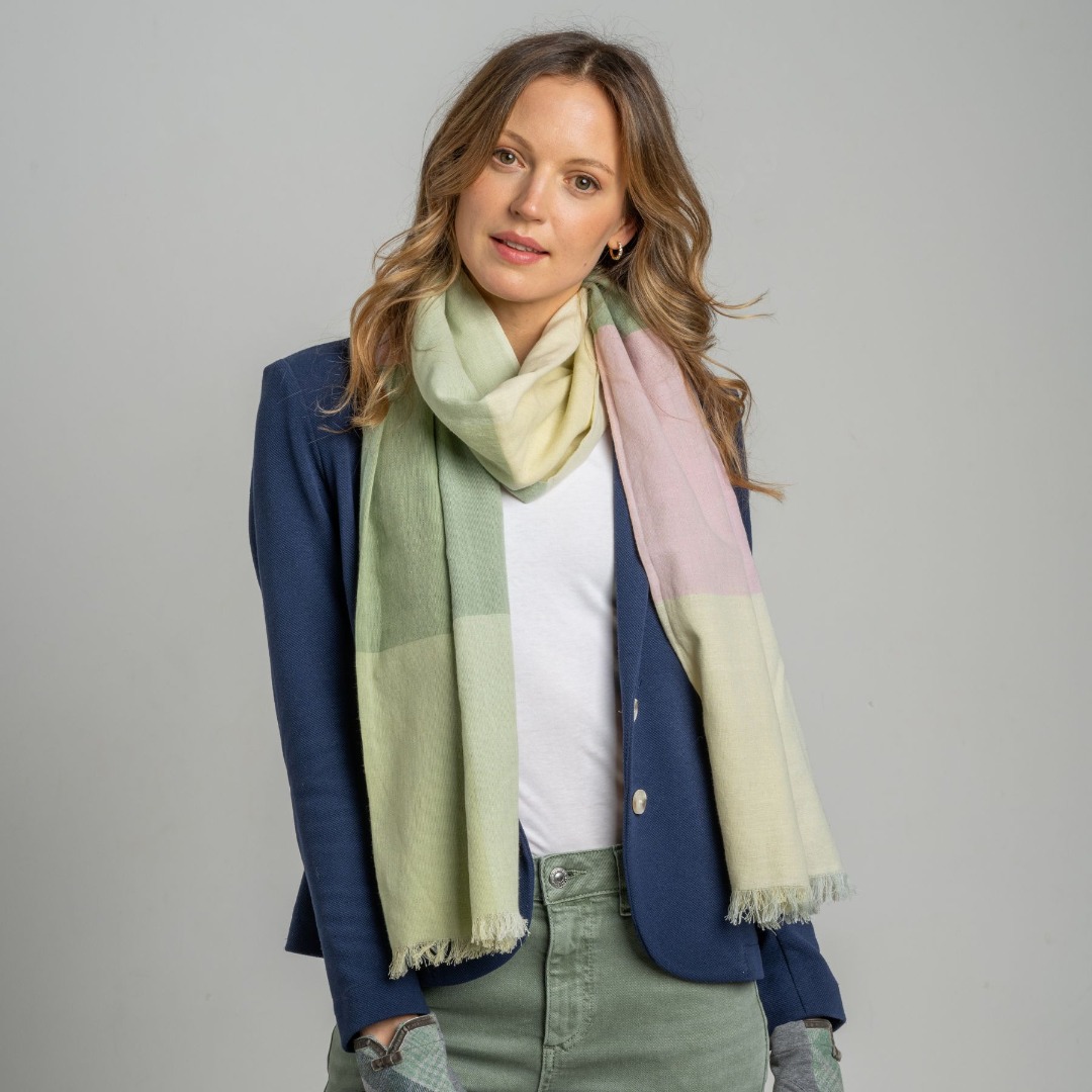 Pastel Block Scarf Soft Lightweight 100% Viscose