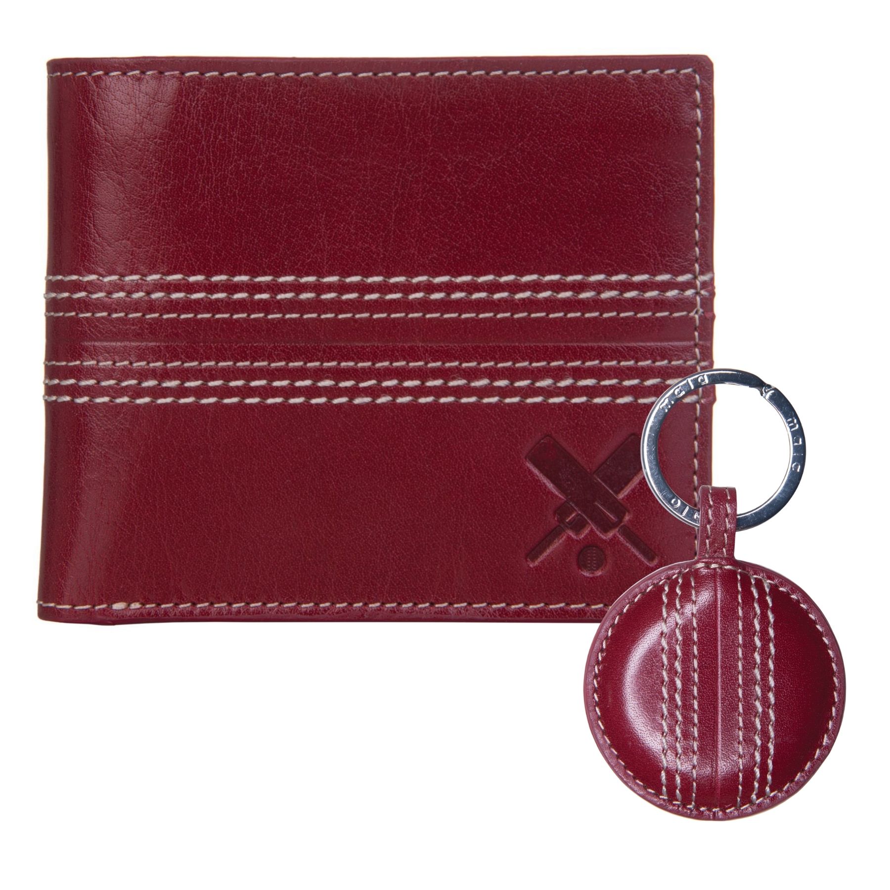 Cricket Gift Set – Leather RFID Wallet & Hand-Stitched Cricket Ball Keyring – Gift Boxed - Image 2