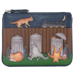 Mala Leather Alley Cats Coin & Card Purse  Genuine Leather Cat Design Wallet with RFID Protection, Card Slots & Gift Dust Bag  Tomcat, Ginger & Grey Cats  12  9.5  1 cm