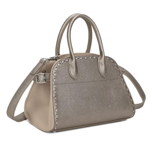 Buckle Stitch Two-Tone Faux Leather Grab Bag Detachable Strap - Image 8