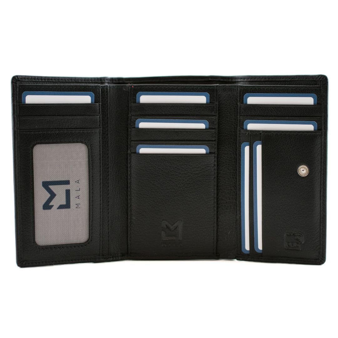 Mala Leather Poppy Large Tri Fold Purse Genuine Leather RFID Protection 12 Card Slots Note Section ID Window Zipped Coin Pocket 14 x 9 x 3 cm Gift Bag - Image 2