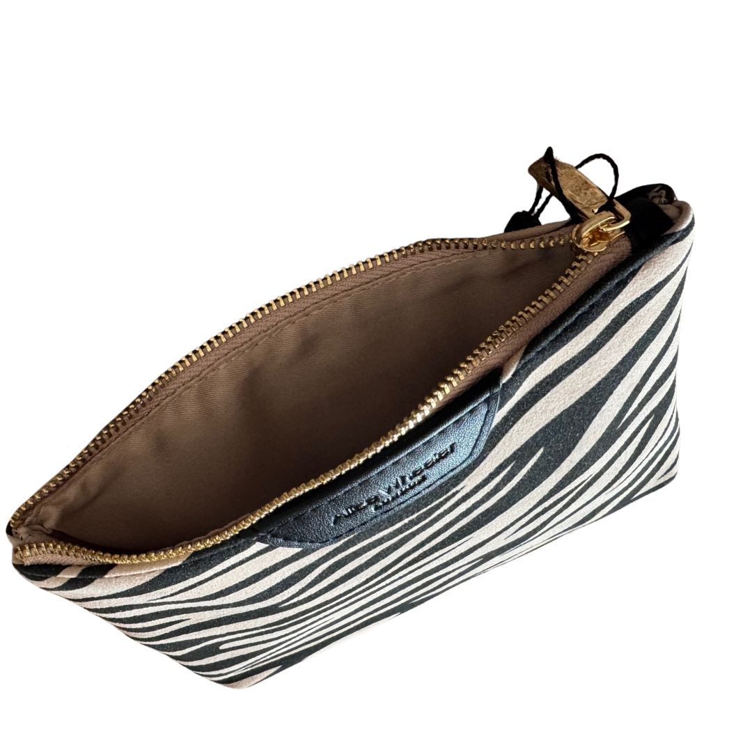 Animal Print Makeup Bag by Alice Wheeler Zebra or Leopard Quilted Travel Cosmetic Pouch Brushed Suede Texture Compact Luxury Toiletry Case 15.5 13.5 2.5 cm - Image 3