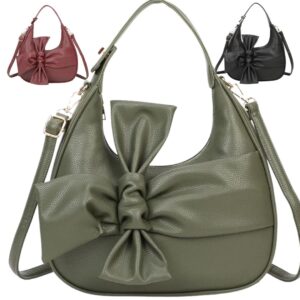 Bow Moon Crescent Faux Leather Crossbody Top-Handle Bag