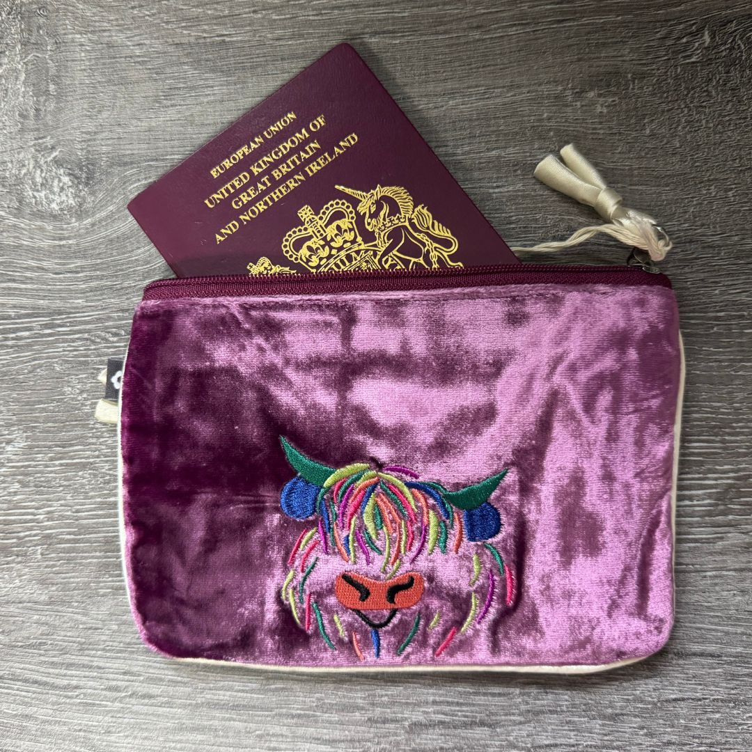 Highland Cow Silk Velvet Coin Purse - Image 5