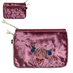 Highland Cow Silk Velvet Coin Purse