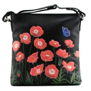 Poppy Floral Large Leather Crossbody Bag