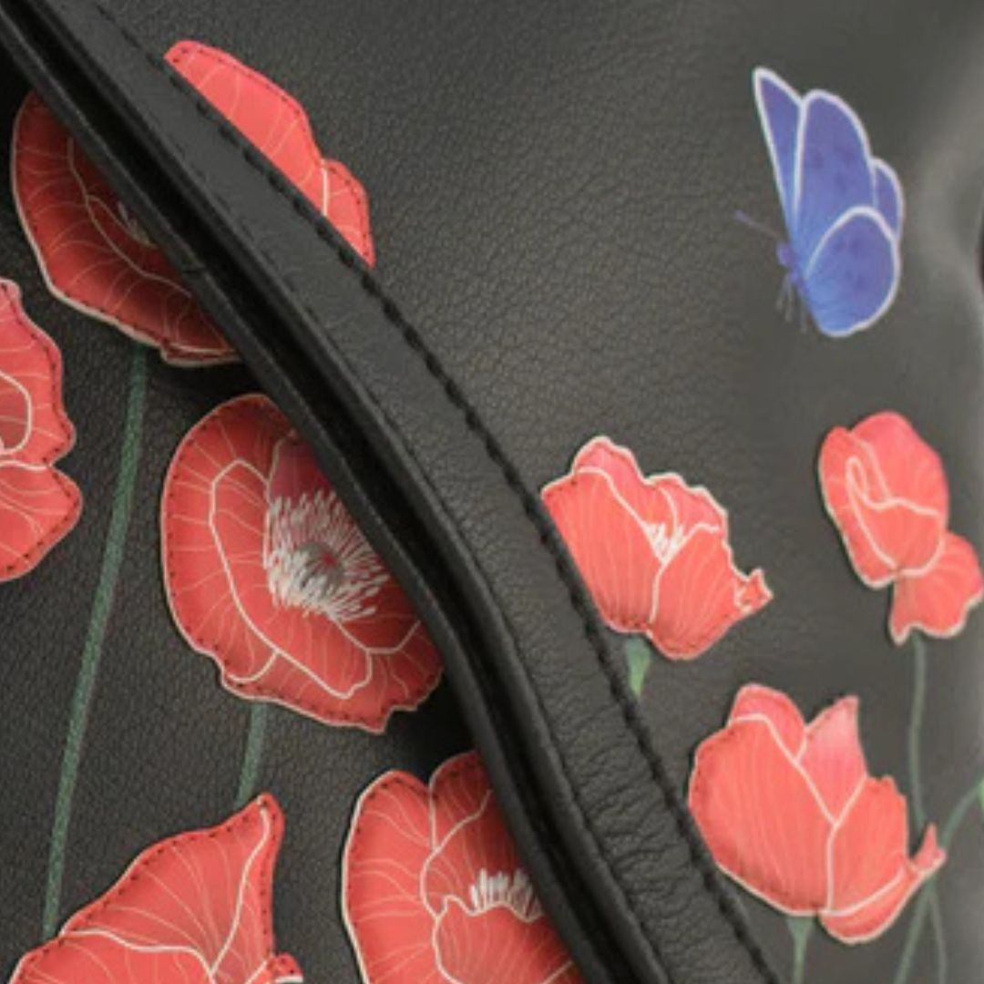 Poppy Floral Large Leather Crossbody Bag - Image 5