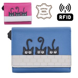 Peek-a-Boo Black Cats Small Tri-Fold Leather Purse