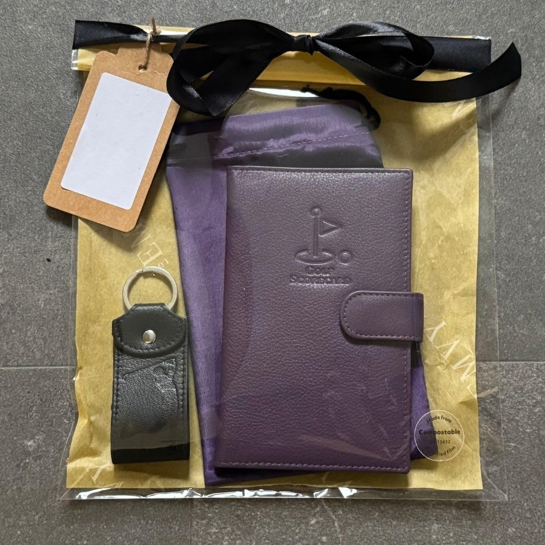 Golfers Leather Gift Set Scorecard Holder and Golf Keyring - Image 2