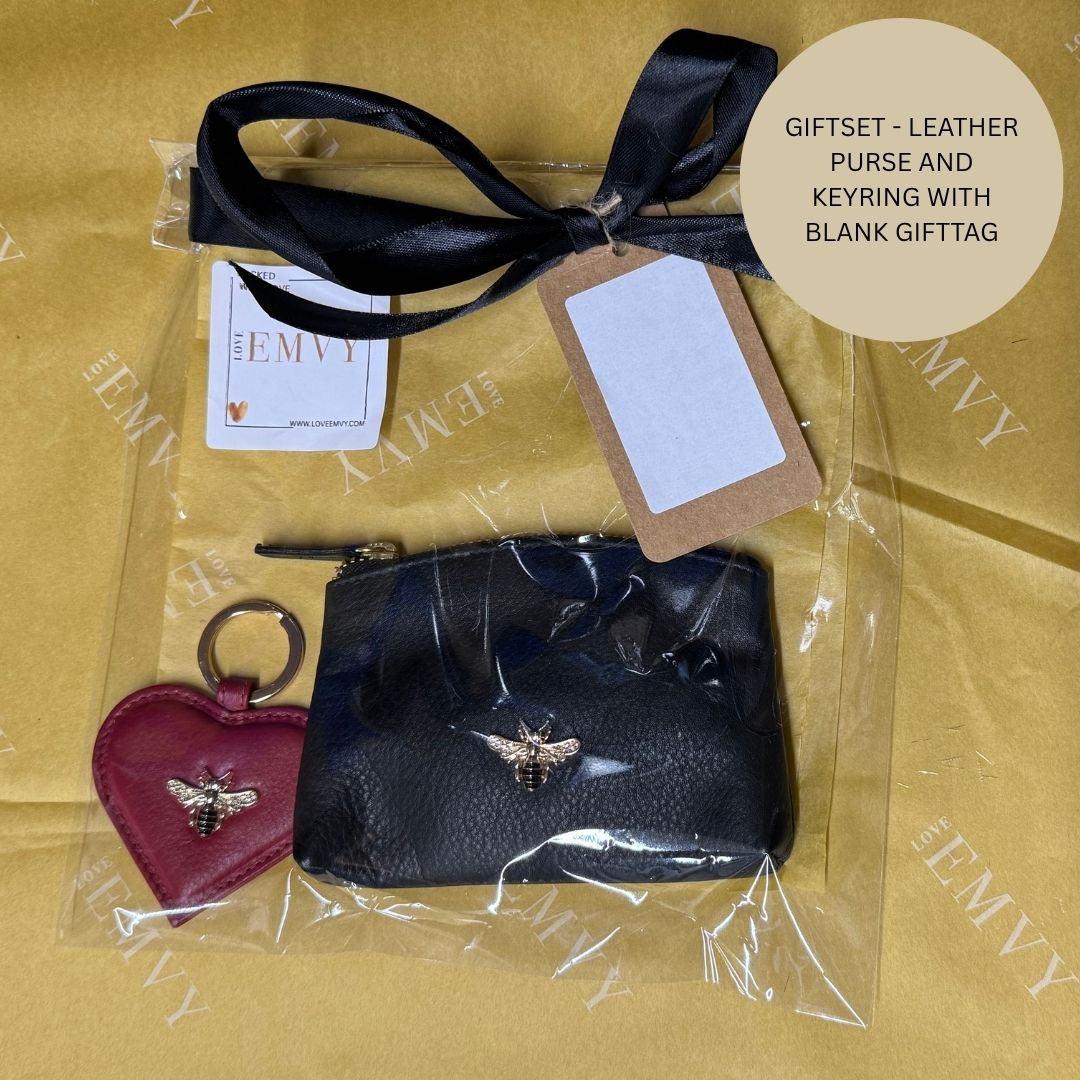 Giftset - Leather Bee Coin Purse & Keyring Gift Set