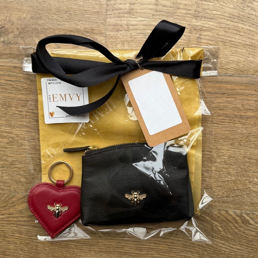 Giftset - Leather Bee Coin Purse & Keyring Gift Set - Image 2