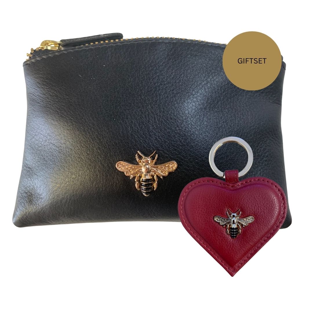 Giftset - Leather Bee Coin Purse & Keyring Gift Set - Image 4