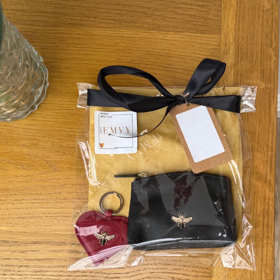 Giftset - Leather Bee Coin Purse & Keyring Gift Set - Image 5