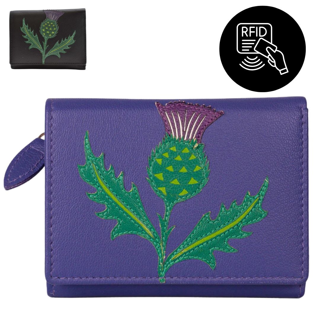 Hamilton Scottish Thistle Compact Leather Purse