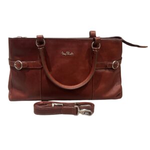 Italian Leather Shoulder Bag With Studded Base
