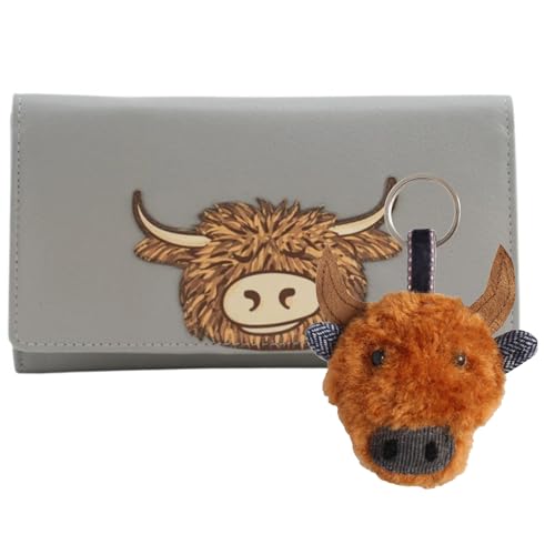 Gift Boxed Leather Highland Cow Purse & Keyring - Image 8