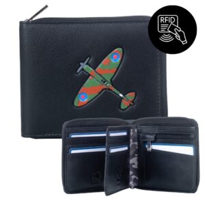 Spitfire Plane Zip Around Leather Wallet  RFID
