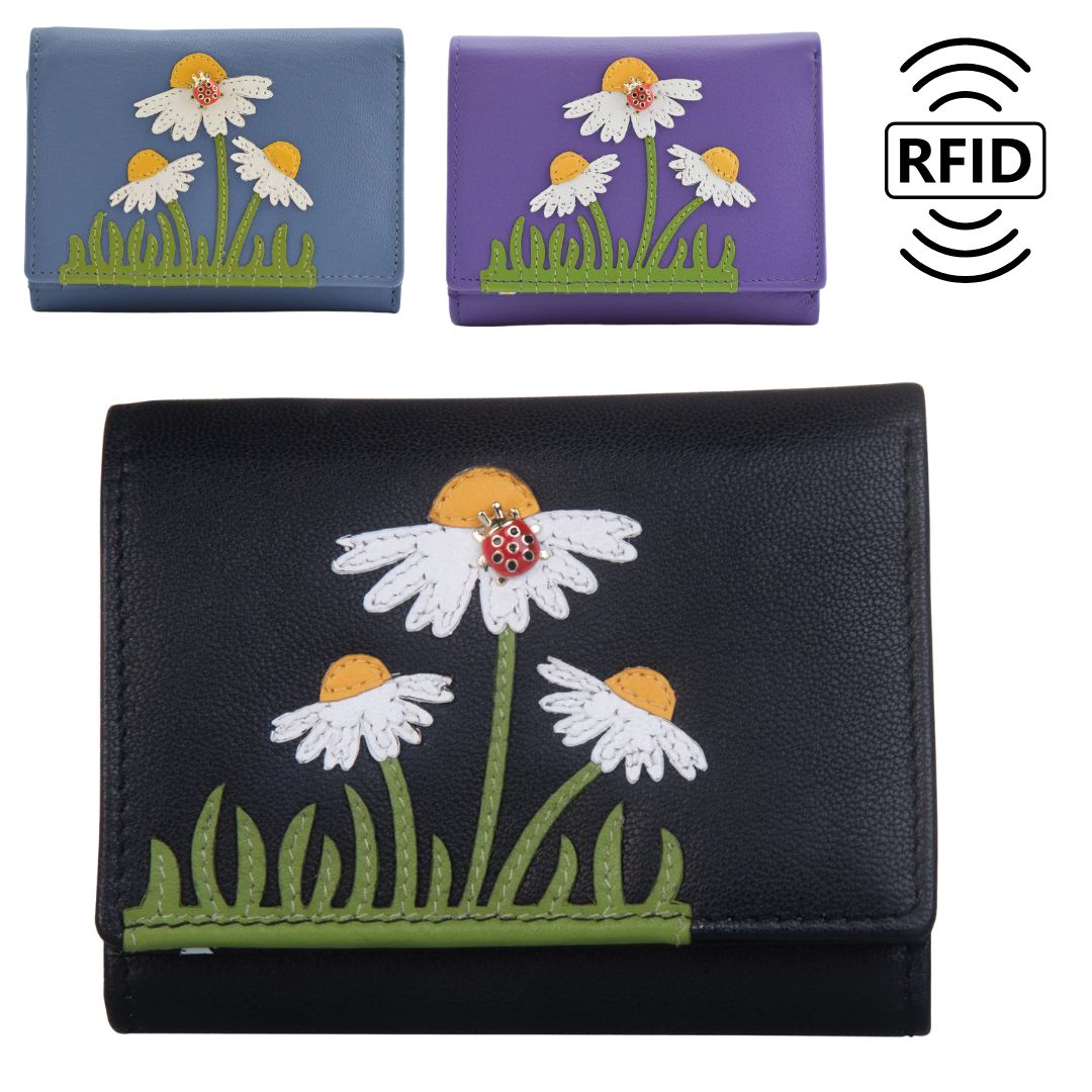 Peony Ladybird Daisy Tri Fold RFID Purse - Image 2
