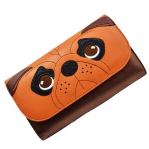 Bull Dog Statement Faux Leather Clutch Bag