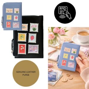 Botanists Floral Stamp Leather Coin & Card Purse RFID