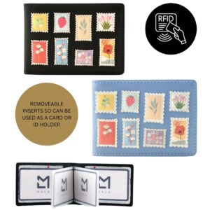 Botanists Leather Post Floral Stamp ID & Card Holder RFID