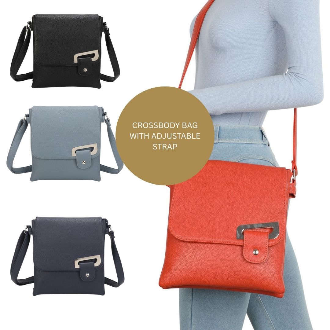 Portfolio Buckle Range Crossbody Bag Faux Leather
