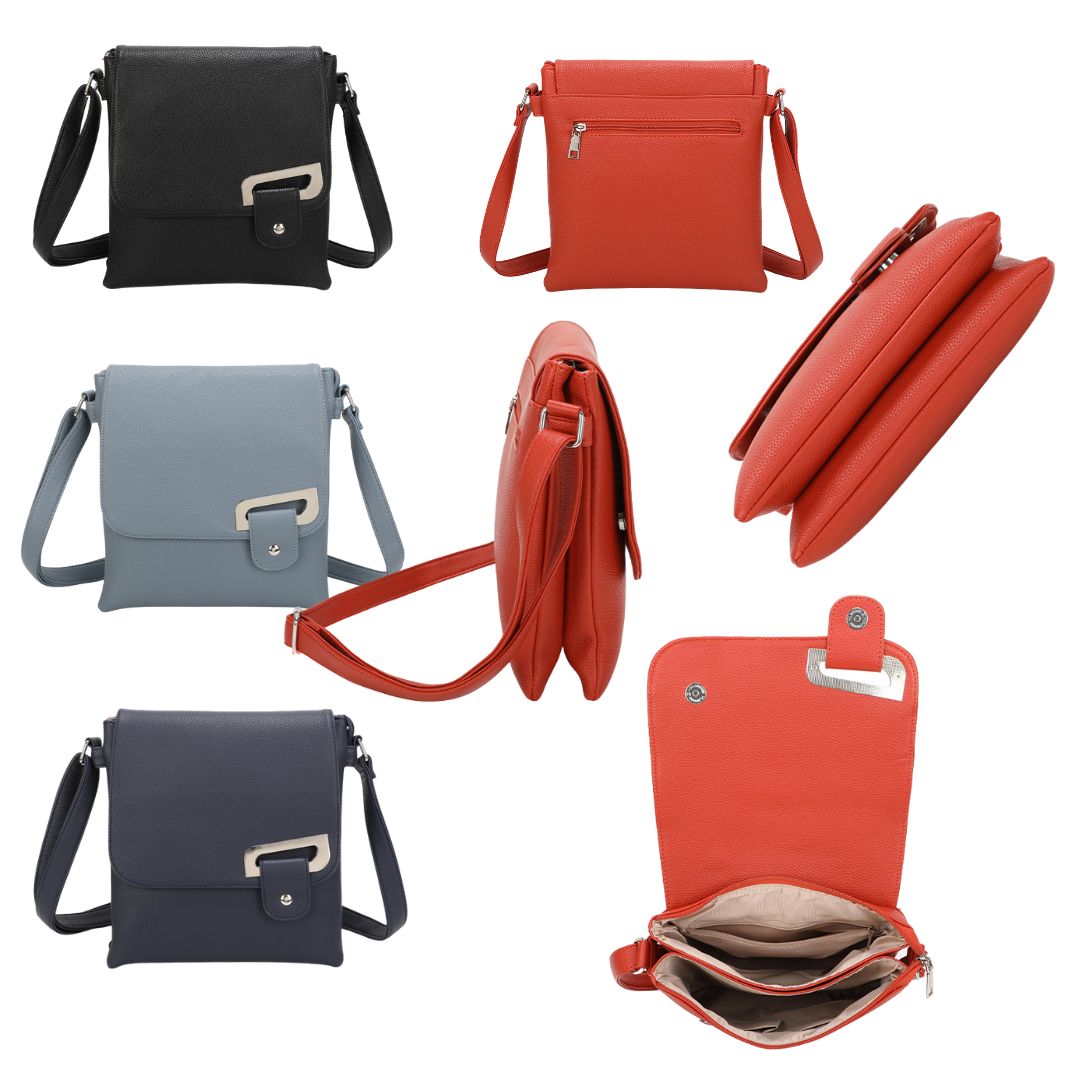 Portfolio Buckle Range Crossbody Bag Faux Leather - Image 2