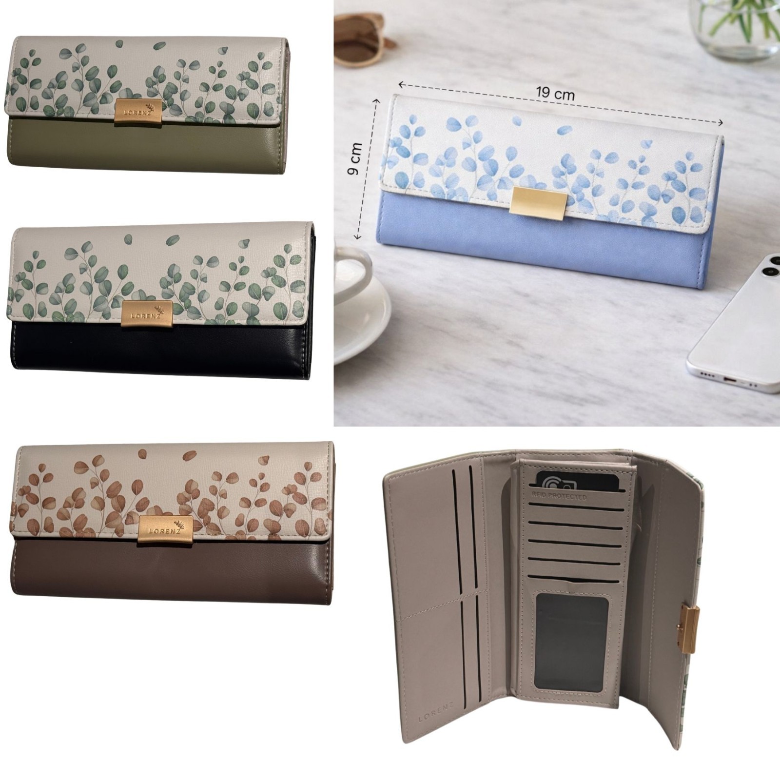 Eucalyptus Leaf Print Faux Leather Purse