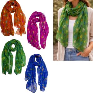 Colourful Skull Print Lightweight Scarf