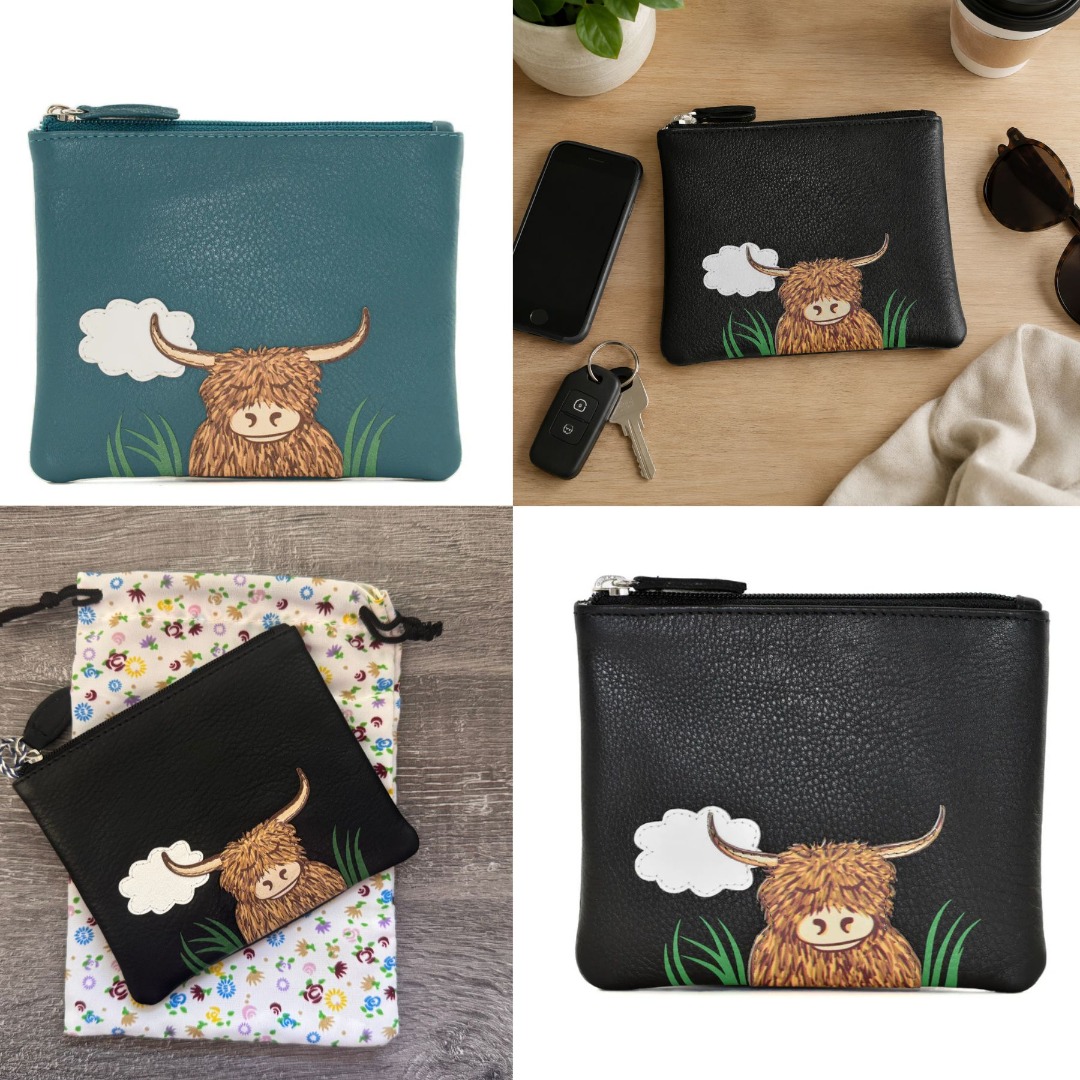 Bella Highland Cow RFID Leather Coin Purse - Image 2