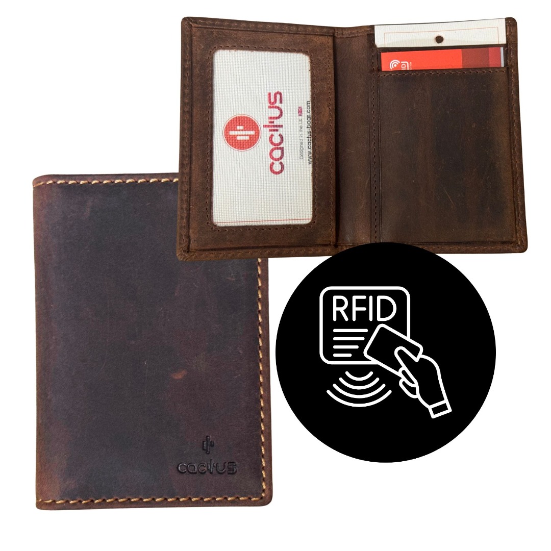 Distressed Leather RFID Card & ID Holder - Image 4