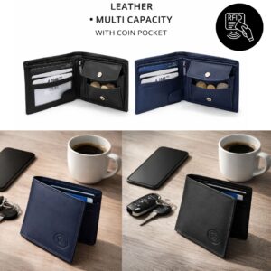 Mens RFID Leather Wallet  Cow Nappa Notecase with Coin Pocket