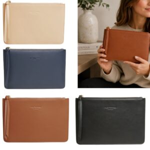 Alice Wheeler Nappa Vegan Leather Clutch Envelope Evening Bag with wrist strap