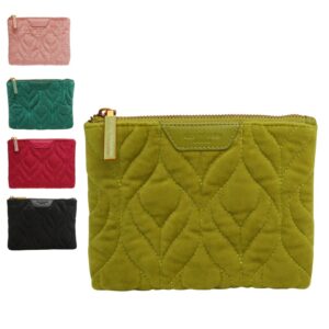 Alice Wheeler Velvet Quilted Makeup Pouch, 15.5 x 13.5 x 2.5 cm, Multiple Colours