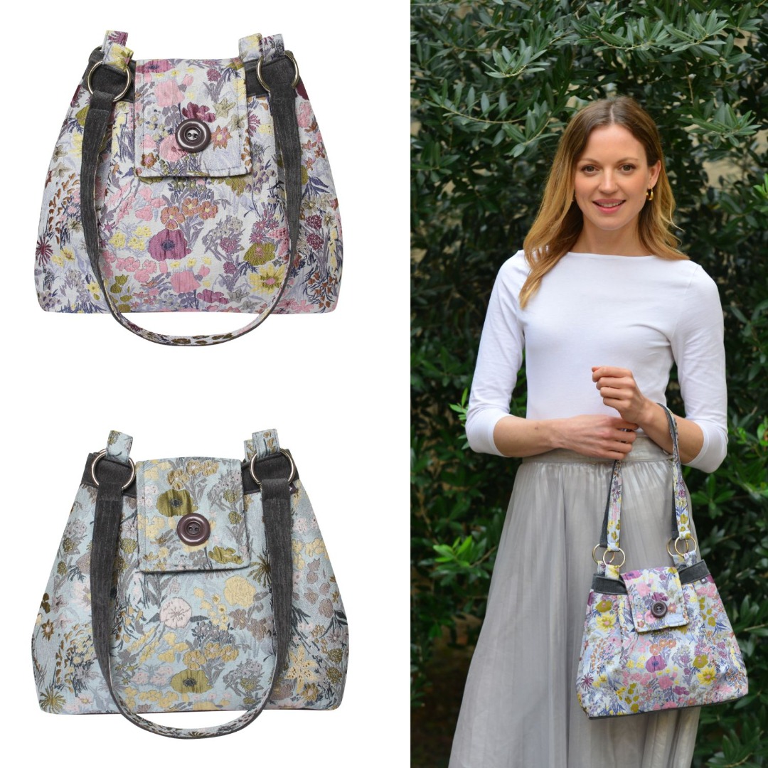 Jacquard Floral Cotton Canvas Shoulder Bag