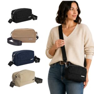 Striped Crossbody Bag Waxed Feel