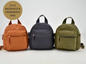 2 in 1 Mini Backpack & Crossbody Corduroy Multifunction Convertible Bag