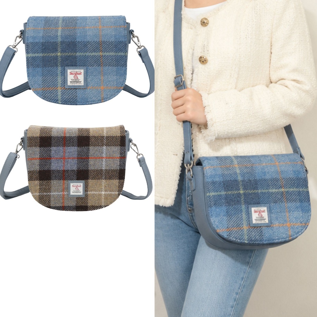 Harris Tweed Tartan Saddle Crossbody Bag