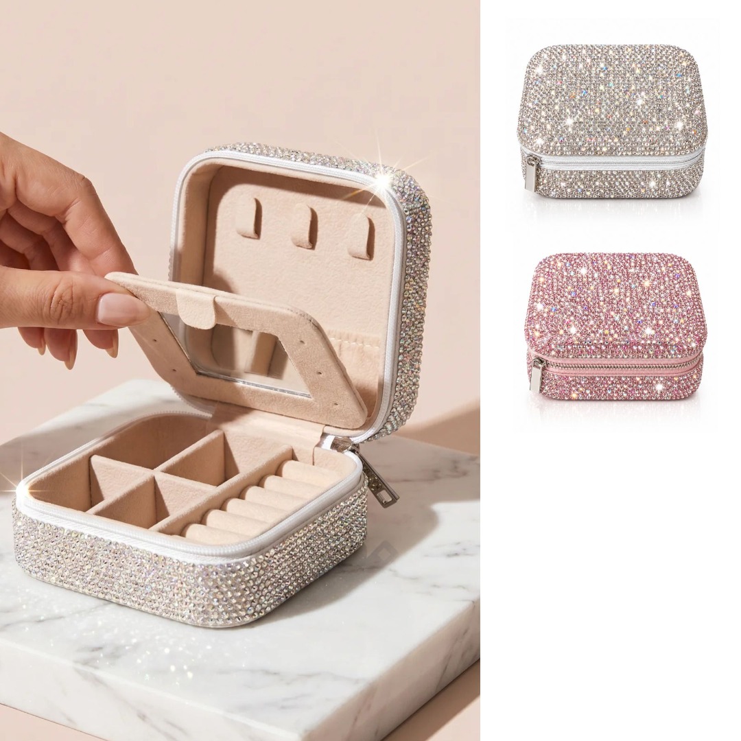 Sparkly Zircon Alloy Travel Jewellery Box