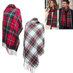 Unisex Tartan Cashmere Blend Scarf