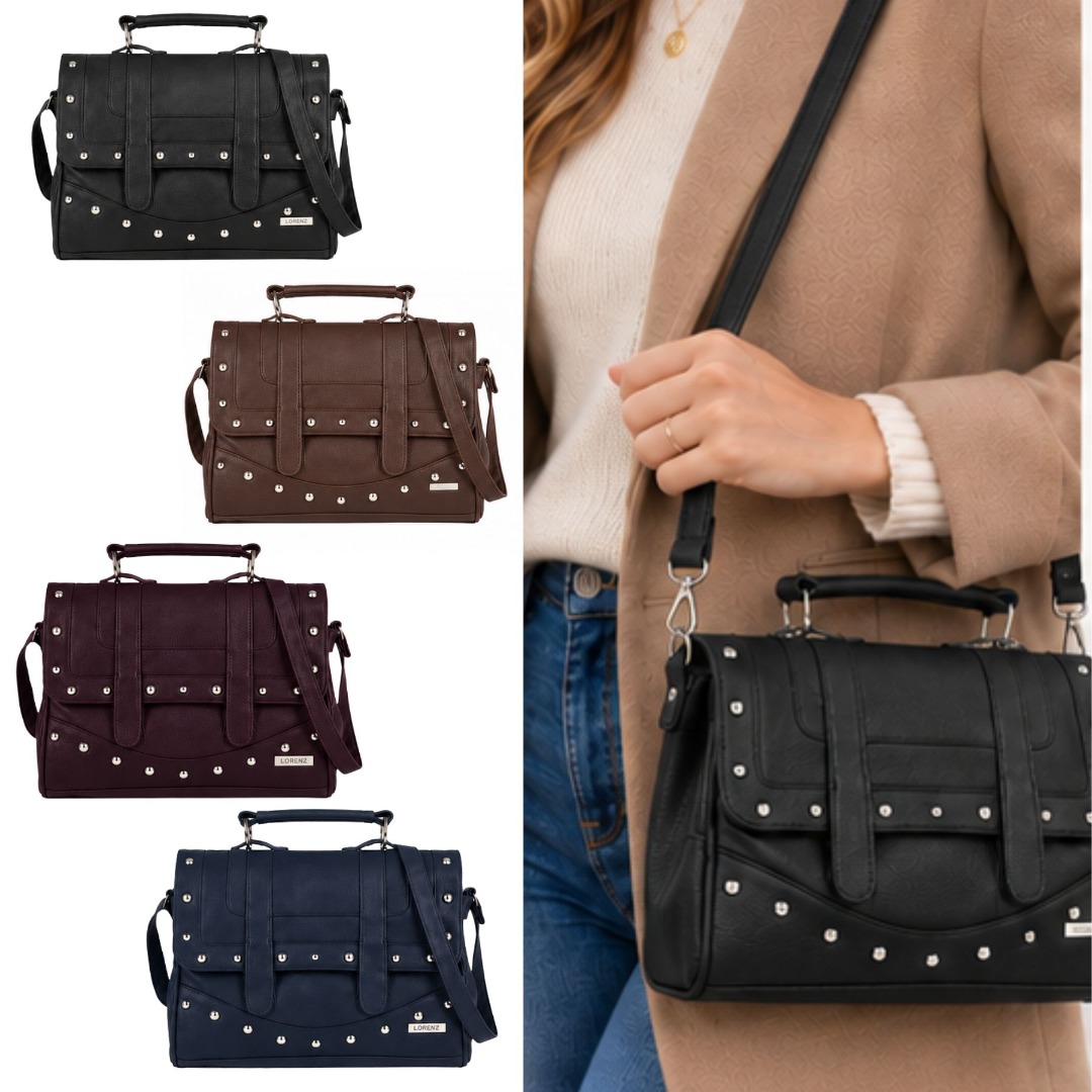 Studded Satchel Shoulder Bag