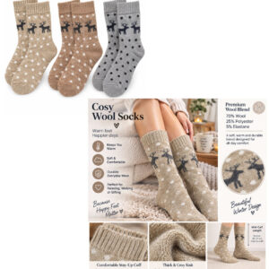 Ladies Wool Blend Christmas Reindeer Socks